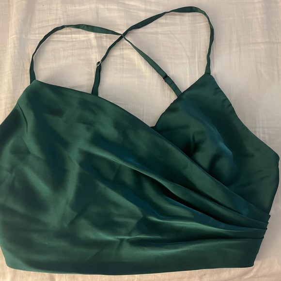 Fame and Partners Strappy Draped Set in Satin Dark Forest - Picture 7 of 7